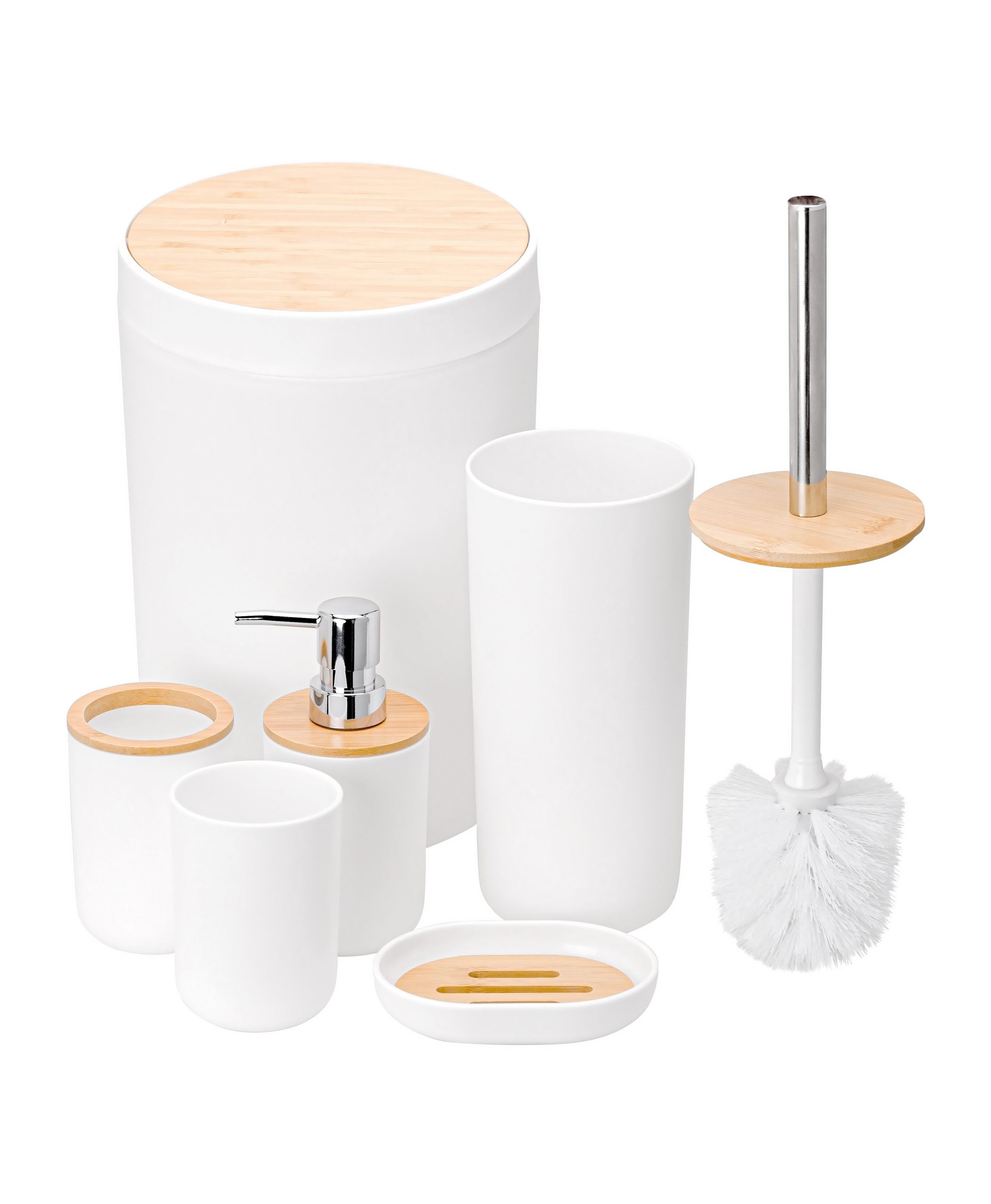 Imagem do produto: Kit Conjunto para Banheiro Bambu 6 Peças 8300 - Branco